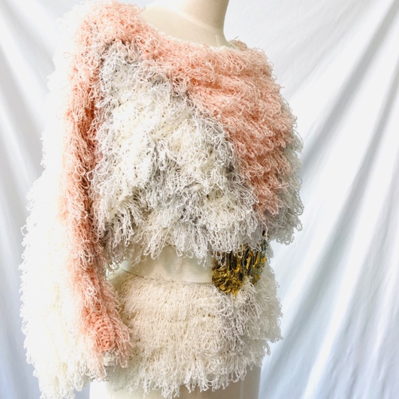 SIDEFFECTS  shaggy hand crocheted boho vibe sweater. - Picture 4 of 6